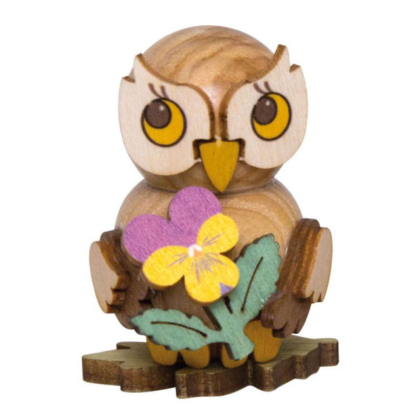 Kuhnert Holzfigur Eulenkind mit Blume, zum Stellen Kuhnert Artikel 37419, Höhe ca. 4 cm