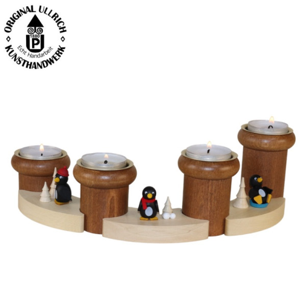 Adventsteelichthalter 7-teilig Pinguine für 4 Teelichte , ULLRICH® Kunsthandwerk