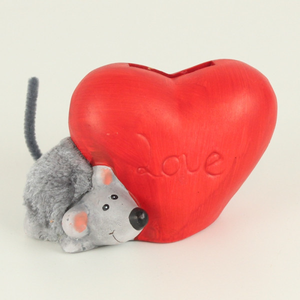 Spardose Herz mit Maus "Love"